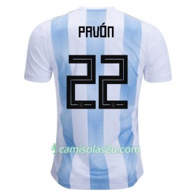 Camisolas de Futebol Argentina Pavon 22 Equipamento Principal Copa do Mundo 2018 Manga Curta